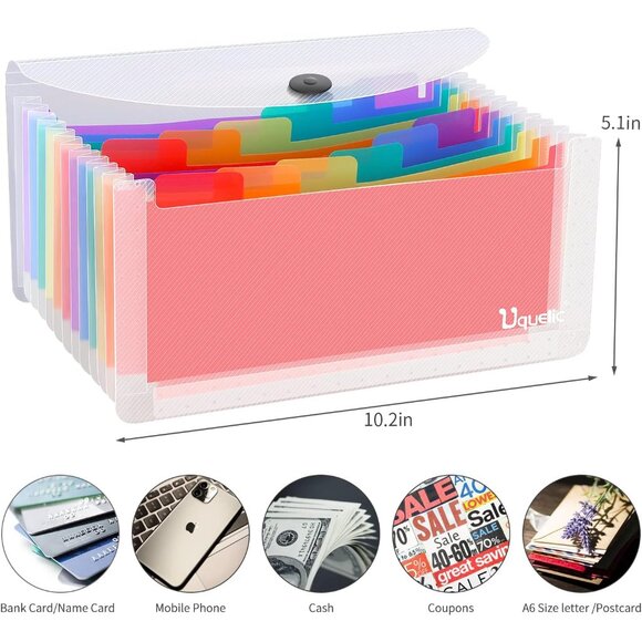 Stand Receipt Organizer Folder - 13 Pockets Expanding Accordion Coupon Organizer - Picture 3 of 8